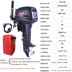 Motor Huang Jie de 2 tiempos y 18 CV, propulsor a gasolina, para embarcaciones de pesca, motores de fuerza para botes de goma y lanchas rápidas de 18 HP - Product Image 6