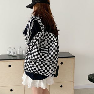 Sac à dos décontracté à carreaux, couleurs contrastées, sac d'école tendance pour collégiens, vente en gros - Product Image 4