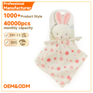 Couverture <span class=keywords><strong>doudou</strong></span> ultra douce et portable pour bébé, couette en peluche confortable avec oreilles de lapin, aide au sommeil pour nouveau-né, jouet de voyage pour la crèche - Product Image 5