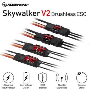 Contrôleur de vitesse ESC brushless Hobbywing Skywalker 15A 40A 50A 60A 80A 100A V2 3-6S UBEC pour quadricoptère, avion et drone RC - Product Image 2