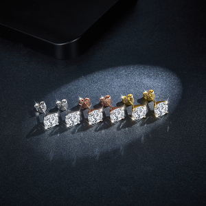 Ruizuan 8mm Moissanite Brilliant Cut Cross Design Unisex Stud Earrings Party <b>Silicone</b> Gold Plated Rhodium Plated Rose Gold - Product Image 2