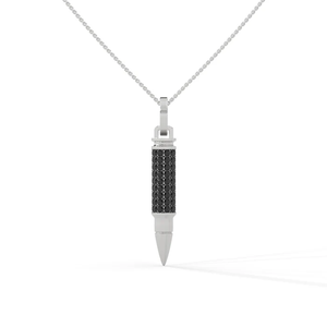 Industrial Precision Religious Zircon Solitaire Pendant <b>Crafted</b> in .925 Sterling Silver with Luxurious 18K White Gold Finish - Product Image 2
