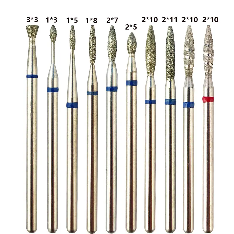 APROMS Diamond Nail Drill Bits 11 Type High Quality Flame Spiral Grits Cuticle Callus Milling Cutter Electric Manicure Drill Bit