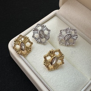 Wenchi S925 Pure <b>Silver</b> Antique Carved <b>Earrings</b> Niche Design Light Luxury Simple Fashionable Personalized Vintage Printed for - Product Image 1