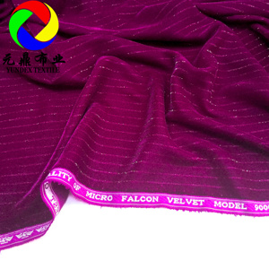 La mejor calidad de Micro Falcon Velvet modelo 9000 100% poliéster metálico coreano Micro Velvet 9000 tela a rayas para ropa - Product Image 2
