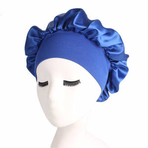 Bonnet de douche tendance pour femmes, bonnet de nuit en polyester et soie, couvre-chef avec large bande élastique, bonnet de nuit en satin - Product Image 6