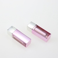 Nouveau design de luxe tendance, tube à lèvres vide en ABS transparent d'un côté, avec capuchon à vis, étui rose semi-transparent