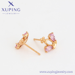 Boucles d'oreilles en or plaqué or 18k, bijoux xuping, Vintage, élégant, couronne, reine, Style roi, diamant rose, S00157412 - Product Image 2