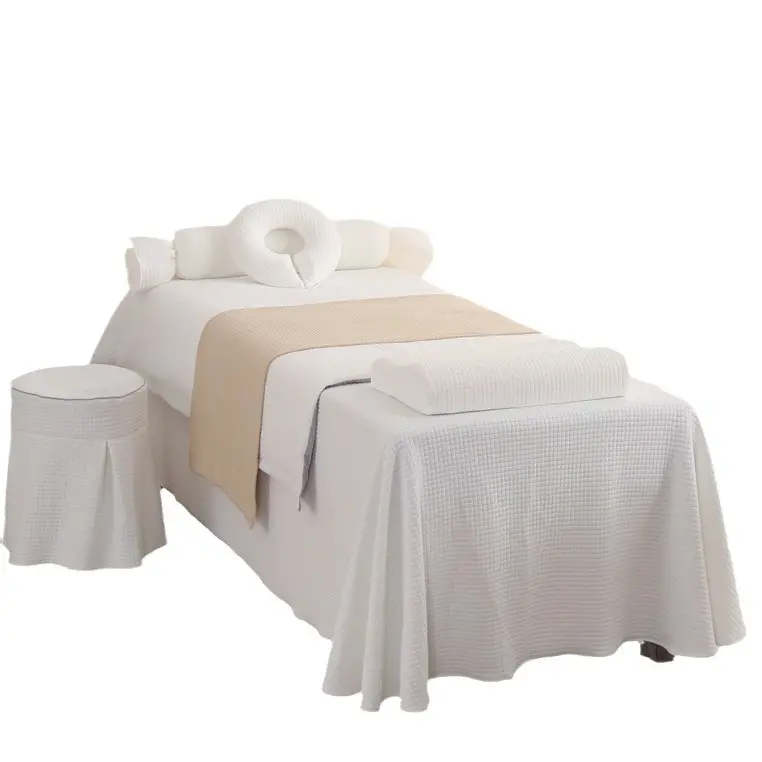100% Cotton Knitted Beauty Salon Massage Bed Sheet Luxury Twin Size Bed Cover for Hotels Four Sets Available