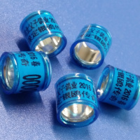 100 bagues en aluminium et plastique, différentes couleurs, 9mm, personnalisation avec votre nom et numéro de téléphone