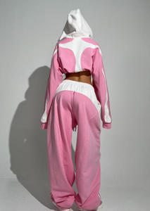 Nuevo Conjunto de Dos Piezas Personalizado para Mujer, Chaqueta con Cierre y Parches, Sudadera con Capucha y Pantalones Deportivos con Cordón - Product Image 4