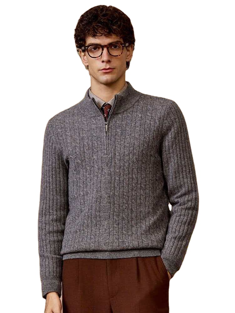 Men's Winter Pullover Sweater Wool/Cashmere Knitted Anti-Pilling Anti-Wrinkle Breathable Solid Pattern Front Logo ODM Supply