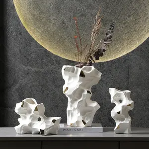 Flolenco Ceramic Rockery Vase Home Living Room Study Decoration Handcrafts Creative Flower Arrangement Vases Tabletop Ornament