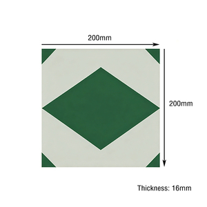 Carrelage en <span class=keywords><strong>ciment</strong></span> à motif géométrique diamanté 200x200mm vert antidérapant imperméable pour la décoration des sols et des murs de cafés, restaurants et hôtels - Product Image 3