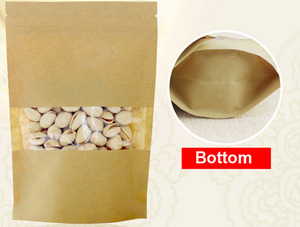 Sacs en papier kraft refermables et personnalisés, emballage de graines/collations/noix avec fenêtre transparente - Product Image 4