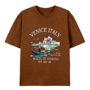 Camiseta con gráfico del paisaje de Venecia, Italia, con diseño de góndola, recuerdo de viaje vintage, camiseta Magia Di <span class=keywords><strong>Venezia</strong></span>. Camiseta Oversize de Algodón de Manga Corta Estilo Urbano Casual - Product Image 6