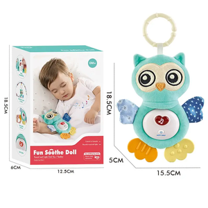 Bébé doux Animal poupée dessin animé hibou en peluche jouet musical de dentition apaisant confort en peluche sommeil jouet pour bébé avec lumière sonore - Product Image 3