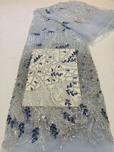 Tissu en gros : Tissu africain en maille brodée de perles et de sequins pour robes, tenues et vêtements pour enfants, dentelle de 5 yards - Product Image 2