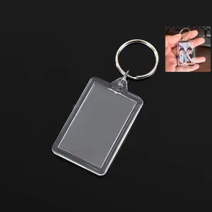 Fotoğraf çerçevesi temizle boş akrilik anahtarlık şeffaf plastik depolama etiketi asılı fotoğraf özel akrilik anahtarlık boş