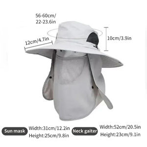 Chapeau de pêche en gros, 1 pièce, couvre-visage complet, respirant, imperméable, pour l'alpinisme, large, protection solaire estivale, pour femmes et hommes - Product Image 6