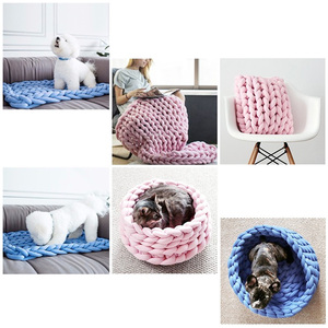 Fil à tricoter pour couverture épaisse, fil géant tubulaire doux et lavable pour tissage, artisanat, crochet, maison pour animaux <span class=keywords><strong>de</strong></span> compagnie 500g 2cm - Product Image 6