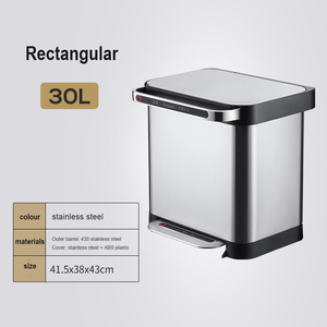 kitchen big capacity compactor 30L Rectangle stainless steel compactor pedal trash bin Squeeze garbage can