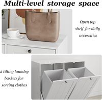 Armário de Lavanderia com Cestos Duplos Basculantes, 2 Cestos Removíveis, Capacidade de 22,3L, Design Moderno em Madeira para Uso em Banheiros/Apartamentos Pequenos