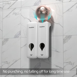 Distributeur de savon pour les mains mural moderne en ABS 2 en 1 sans perçage avec pompe pour gel douche/shampoing - Product Image 5