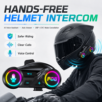 Casque de moto sans fil 5.4 HiFi Stéréo Étanche IP56 Autonomie 18H Assistant vocal Double appareil pour tous les casques