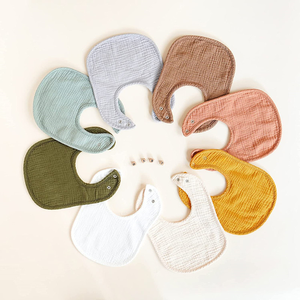 Baberos de Algodón Orgánico Lisos con Cierre de Botones, Amigables con la Piel, Fáciles de Limpiar, Universales para Niños y Niñas - Product Image 6