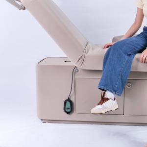 Moderne elektrisch höhenverstellbare Massageliege mit Holzgestell, Spa- und Kosmetikliege mit Schublade für Salon, Wohnzimmer, Schlafzimmer - Product Image 6