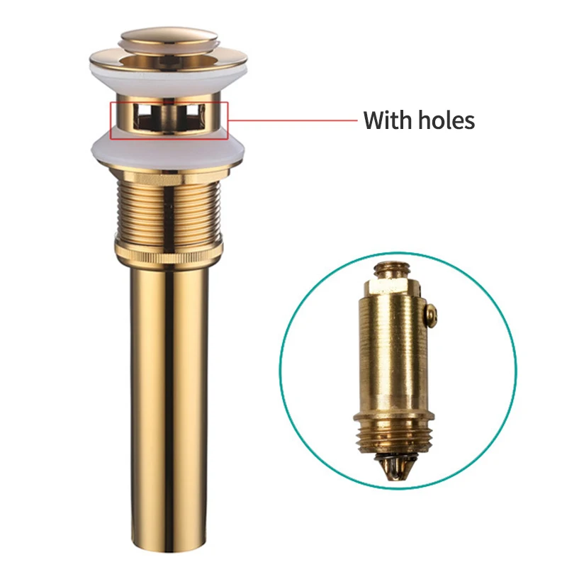 Giá Nhà Máy Bán Buôn Ống Thoát Nước Đẩy Xuống Bằng Đồng Thau Hiện Đại Với Ống Thoát Nước Bồn Rửa Tràn Màu Vàng