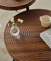 Table à thé en bois en forme d'anneaux d'arbre moderne deux tailles ensembles de table d'appoint en noyer café pour la maison meubles de salon canapé à vendre
