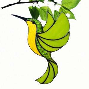 Hummingbird Stained Glass <b>Bird</b> Window Hanging Sun Catcher Window Wall Home Yard Balcony Garden <b>Decor</b> Gifts for Mom <b>Bird</b> Lovers - Product Image 2