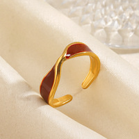 Bague en acier inoxydable avec croix émaillée rouge et blanche, deux tons, pour l'index, vente en gros, élégante, décontractée, accessoires pour femme TGJZ6076