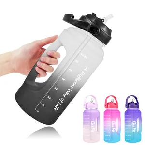 Botol air setengah galon dengan lengan bebas BPA, botol air Gym dapat dipakai ulang dengan sedotan dan tutup cerat