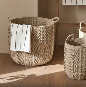<span class=keywords><strong>Panier</strong></span> de rangement en algues marines artisanal vietnamien, boîte de rangement pour vêtements en algues marines tressées, salon, salle de bain, chambre à coucher - Product Image 5