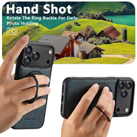 Étui de téléphone en cuir PU magnétique avec cire d'huile et protection à 360° °   Support rotatif pour anneau, compatible avec les séries Apple 18/17/16/15/14/13/12