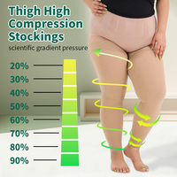 Bas de compression respirants en nylon, antidérapants en silicone, au-dessus du genou, classe 2, 23-32 mmHg, pour varices