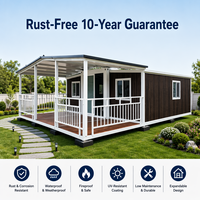 Rumah Prefab Modern Mudah Dirakit, Villa 3 Kamar Tidur, Beranda Luas, Atap Miring, Rumah Kontainer Lepas Pasang dengan Kamar Mandi dan Dapur