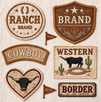 Patch brodé personnalisé style western cowboy, motif taureau vintage découpé, badge thermocollant ou à coudre, accessoires de vêtement DIY