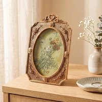 Cadre photo personnalisé en polyrésine écologique durable de style rococo européen, décor de bureau floral doré pastel, logo personnalisé OEM, romantique