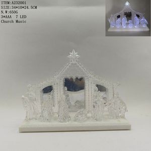 Unique Acrylic LED Light Religious Holly Family <b>Nativity</b> <b>Set</b> Indoor Decoration - Product Image 2