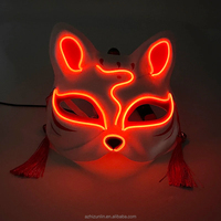 Masque de renard lumineux LED néon PVC multicolore à clignotement rapide pour Halloween, accessoires de cosplay pour fête et danse