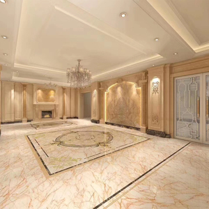 GOLDTOP, lujoso diseño de flores personalizado, azulejos de mármol Waterjet, superficie pulida de estilo moderno para diseño gráfico de suelo de Hotel - Product Image 5