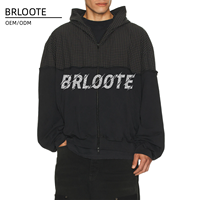 Sweat-shirts à capuche zippés imprimés numériquement en patchwork de qualité supérieure, 100 % coton, coupe ample vintage, tricotés, personnalisables OEM, unisexe, pour fabricants, collection Printemps