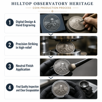 Pièce commémorative astronomique 3D en relief personnalisée, observatoire sur le sommet de la montagne, pièce souvenir spatiale pour les amateurs de science, cadeau de collection