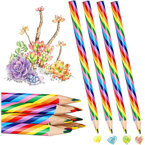 Hexagonal Multi Coloured Jumbo Wood <b>Pencils</b> 4 Color in 1 Lead Rainbow Colored <b>Pencils</b> - Product Image 5