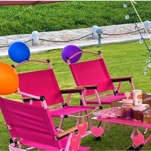Rose Red Hiện Đại Vòng Ngoài Trời Gấp Ghế Xách Tay Carbon Thép Cuộn Dã Ngoại Cắm Trại Vườn Sử Dụng Có Thể Gập Lại Đồ Nội Thất Polyester - Product Image 6