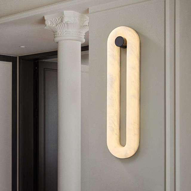 Simple Creative Natural Marble Alabaster Iron Luxury LED Modern Wall Lamp for Indoor Home Decor Living Room Bedroom Restaurant
